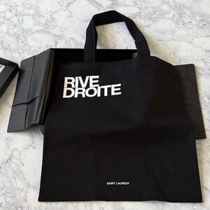 NEW YSL SAINT LAURENT RIVE DROITE Authentic Black Logo Tote Travel Purse Gym Bag